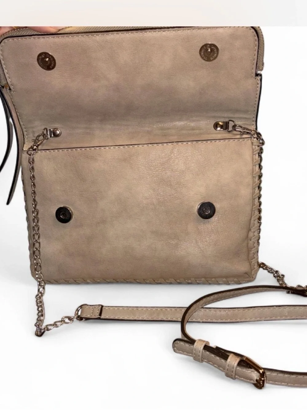 Urban Expressions Taupe Shoulder Crossbody with Chain Strap